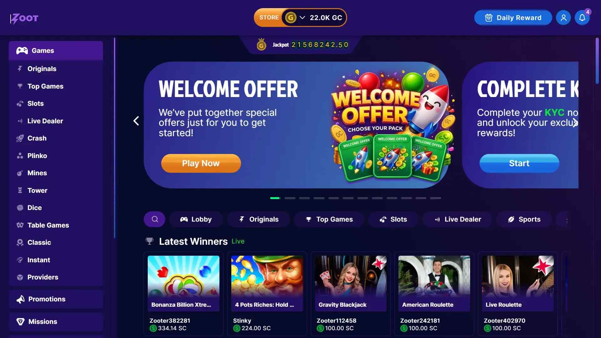 welcome offer